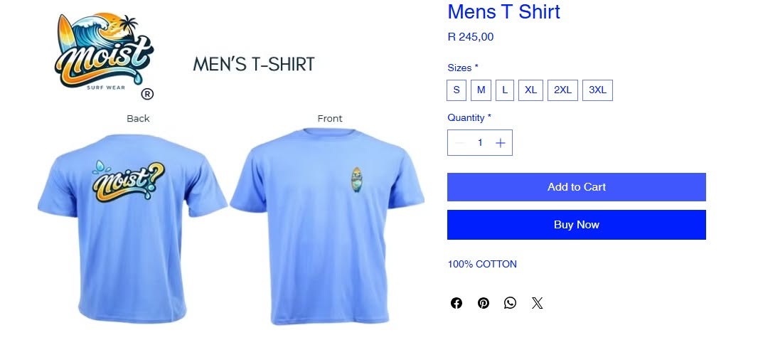 Blue MOIST men's T-shirt
