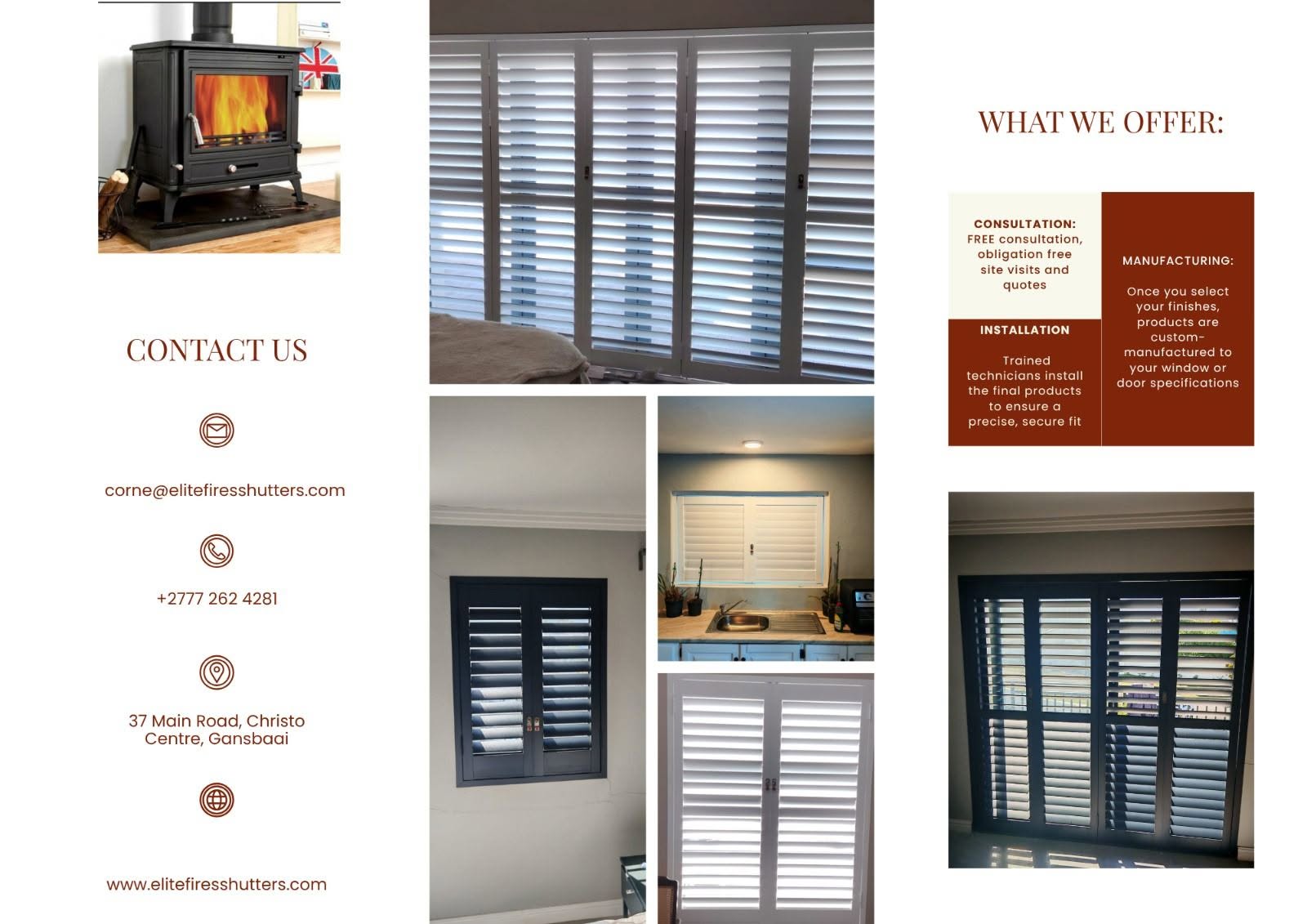 Elite Fires and Shutters brochure image